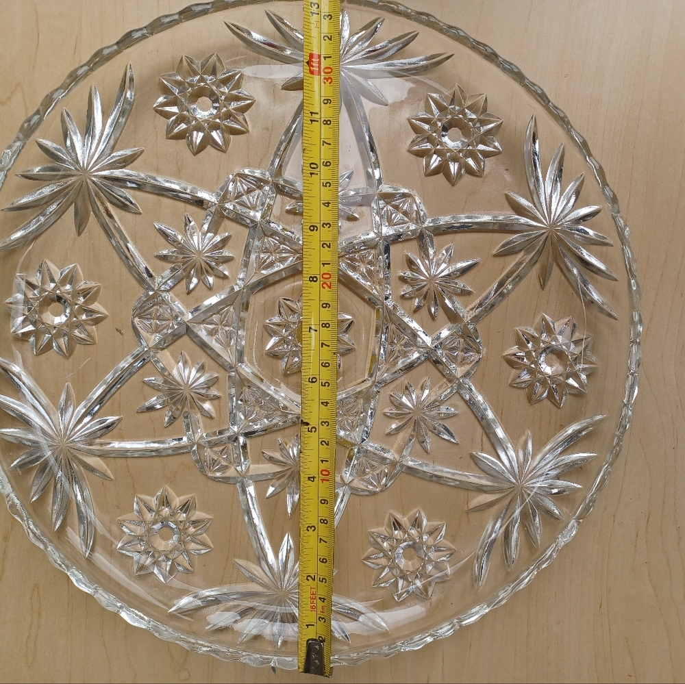 Vintage Anchor Hocking Star Of David Prescut Glass Plate 13.5" - Picture 2 of 15